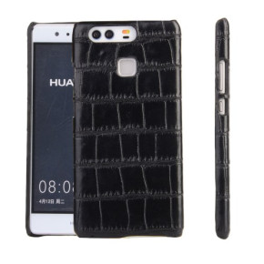 Луксозен твърд гръб ултра тънък с кроко дизайн кожа за Huawei P9 EVA-L09 / EVA-L19 черен